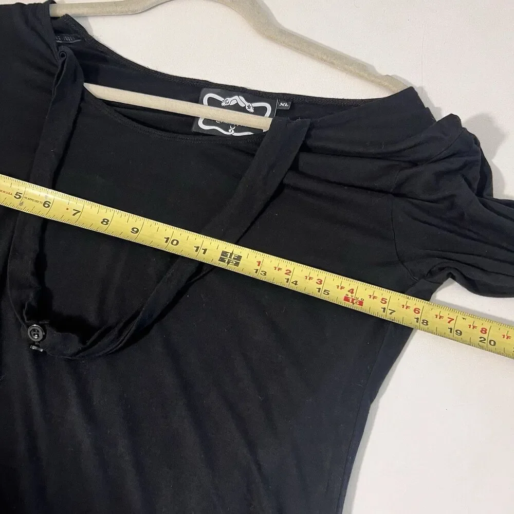 Killstar Halter Neck Dress Size XL Black Stretch Long Sleeve Vamp Witchy Goth - Picture 4 of 6